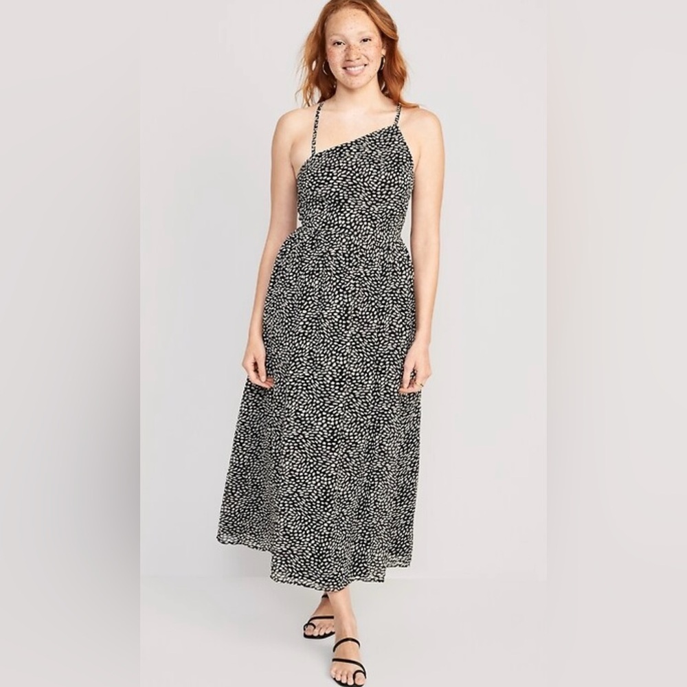 Old Navy One Shoulder Printed Maxi Dress Fit And Flair Whimsygoth Fairy Cottage